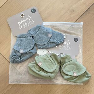 NWT Goumi Kids Baby Boots Set Boulder & Artichoke SZ 0-3 mo Bamboo Gray Green